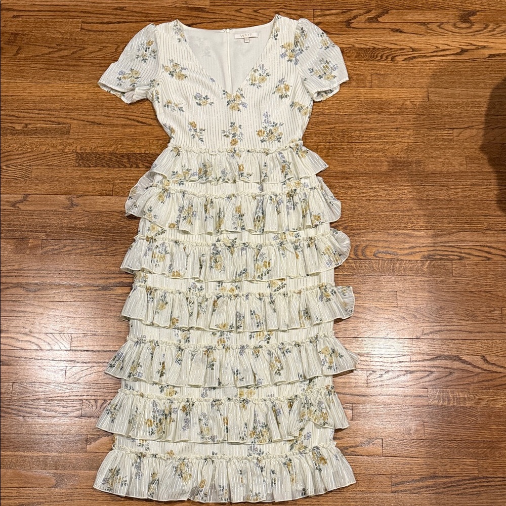 Wayf Ivory Floral Tiered Dress